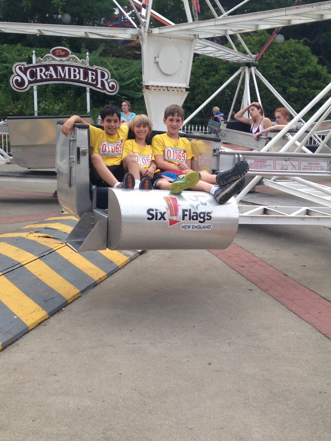 Nathans and Brandon having an awesome time on the Scrambler!